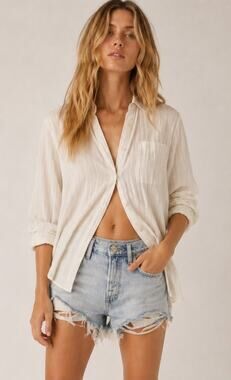 FRAME Le Brigette Light Wash Cutoff Daisy Duke Distressed Denim Shorts 25 Summer